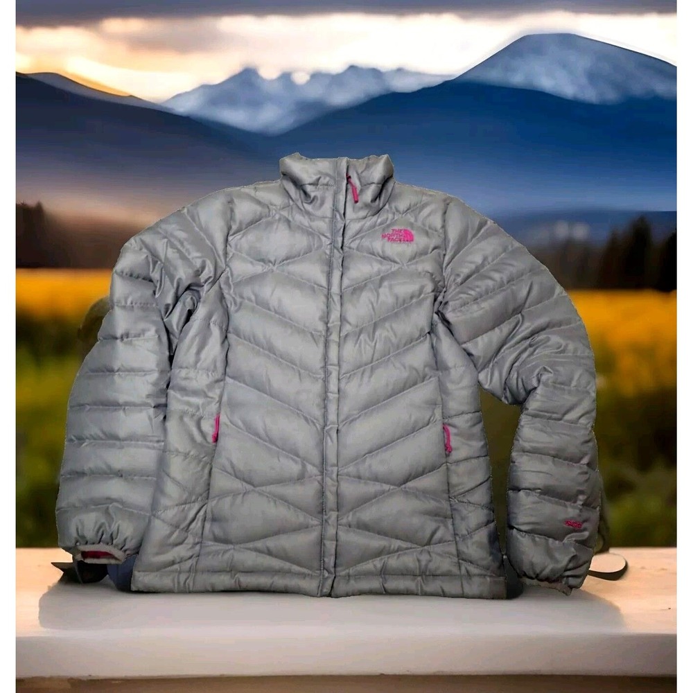 The North Face Puffer Jacket Womens Small Grey Excellent 550 Down Quilted Zip